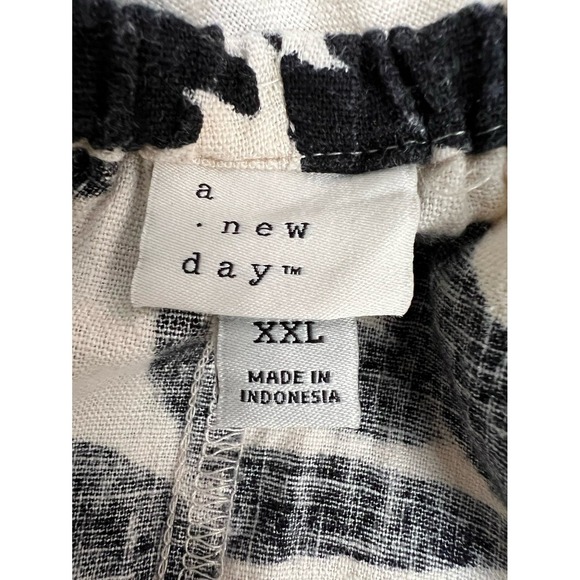 A New Day Linen Blend‎ Black White Floral Midi Dress Size XXL Pockets - Picture 6 of 9